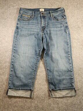 Levi's 515 Light Blue Cropped Capri Women's Jeans with Rolled Cuffs Size 10